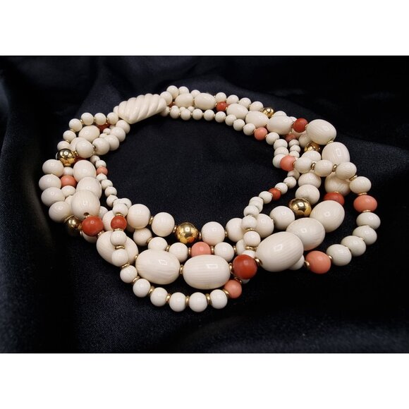 Vintage 1980s NAPIER Signed Multi-Strand Beaded Statement Necklace - Picture 3 of 5